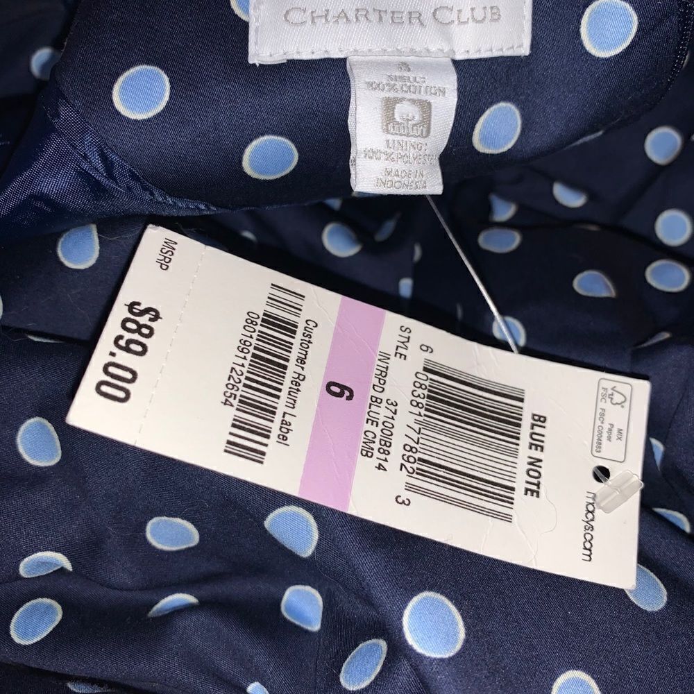 NWT Charter Club polka dot dress size 6 - Picture 3 of 3